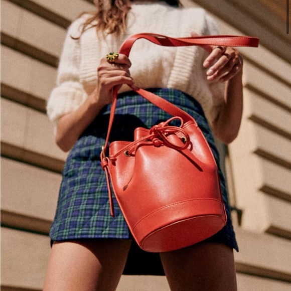 Sezane Handbags - Sezane Farrow Mini Leather Bag NEW Bright Orange Red